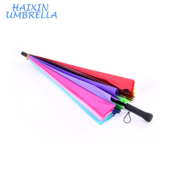 Advertising OEM Wholesale Logo Printed Colorful Long Handle Straight Anti UV Sun Rain Stick Manual Big 24 Rib Rainbow Umbrella